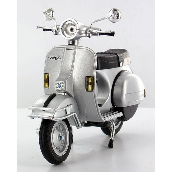 Miniature Scooter Vespa Métal : Modèle à Fleurs Bleu, L 17 cm