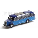 Miniature Mercedes-Benz O3500 Bus 1950 Light Blue/Dark Blue