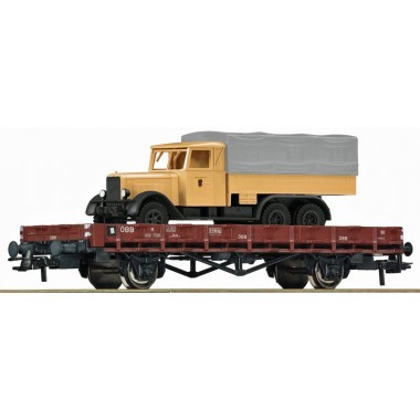 Wagon à ranchers R ÖBB avec Henschel de la Poste autrichienne, Epoque 3 Wagon à ranchers R ÖBB avec Henschel de la Poste autrichienne, Epoque 3