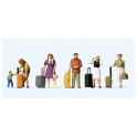 Figurines Voyageurs avec valises à roulettes