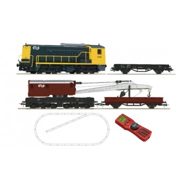 Coffret de départ numérique locomotive diesel série 2200 des NS avec un wagon grue, Epoque 4 Coffret de départ numérique locomotive diesel série 2200 des NS avec un wagon grue, Epoque 4