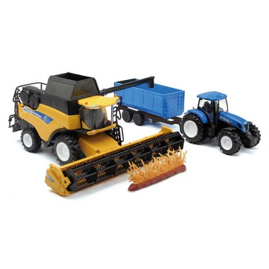 Miniature New Holland CR9090 + Tracteur T7000