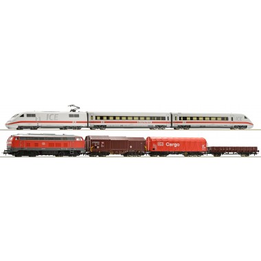 Coffret de départ numérique  ICE 2 et locomotive diesel BR 218 de la DB AG avec un train de marchandises, Epoque 5-6