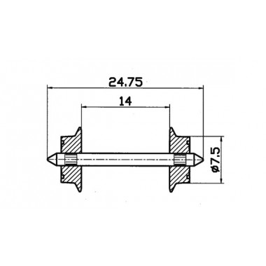 Essieu H0 pour courant alternatif 7.5mm Essieu H0 pour courant alternatif 7.5mm