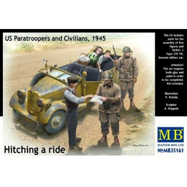 Figurines Maquette Hitching a ride US Paratroopers and Civilians Figurines Maquette Hitching a ride US Paratroopers and Civilians