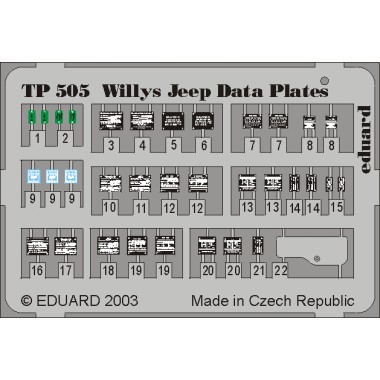 Photodécoupe Willys Jeep Data Plates Photodécoupe Willys Jeep Data Plates
