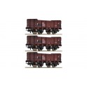 Coffret de trois wagons de marchandises découverts de la FS, Epoque 4