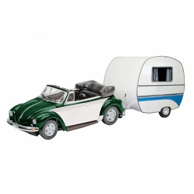 Miniature VW Coccinelle Cabriolet avec Caravane Miniature VW Coccinelle Cabriolet avec Caravane