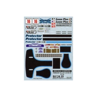 Décalques voiture Porsche 911 GT1 GT-FIA 97 N°16 1/24 Décalques voiture Porsche 911 GT1 GT-FIA 97 N°16 1/24