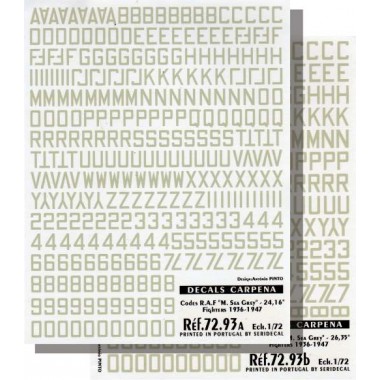 Décalques avion code RAF gris moyen 1/72 Décalques avion code RAF gris moyen 1/72