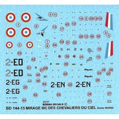 Décalques Dassault Mirage IIIC Chevaliers du Ciel Cigognes Décalques Dassault Mirage IIIC Chevaliers du Ciel Cigognes
