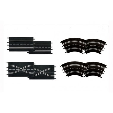 Kit d'extension(2 droites, 2 changements de voies, 4 virages 1/60°) 1/24 - 1/32 Kit d'extension(2 droites, 2 changements de voies, 4 virages 1/60°) 1/24 - 1/32