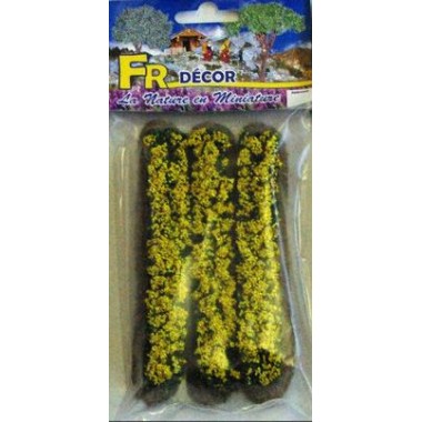 Rangées de fleurs unies jaune sur socle - 14 cm