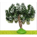 Arbre fleuri doubles branches blanc 14 cm