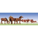 Figurines Set chevaux+vaches brunes