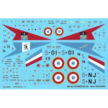 Décalques Mirage IIIC 5ème escadron Décalques Mirage IIIC 5ème escadron