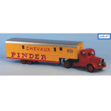 Miniature Semi-remorque avec tracteur Bernard 110 MA 15 TA4.36, Pinder ORTF bétaillère chevaux Miniature Semi-remorque avec tracteur Bernard 110 MA 15 TA4.36, Pinder ORTF bétaillère chevaux