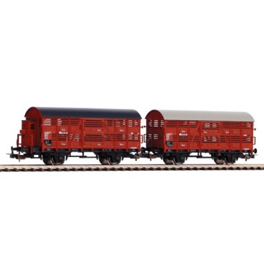 Set 2 wagons pour animaux DR