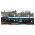 Wagon à bords plats REMMS livrée Turquoise avec plaques d'acier SNCB