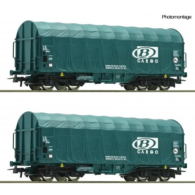 Coffret de 2 pièces: Wagons à bâche coulissante, "CARGO" SNCB Coffret de 2 pièces: Wagons à bâche coulissante, "CARGO" SNCB