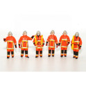 Lot de 6 figurines, Pompiers "FEU URBAIN" orange