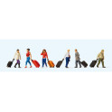 Figurines Voyageurs avec leurs valises à roulettes