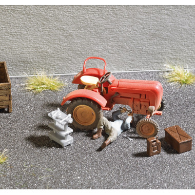 Scénette figurines, Tracteur en panne