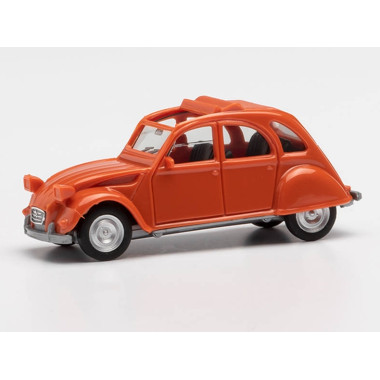 Miniature Citroen 2 CV avec toit ouvrant, rouge orangé Miniature Citroen 2 CV avec toit ouvrant, rouge orangé