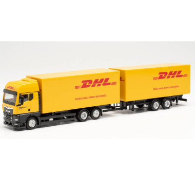 Miniature Camion MAN TGX GX avec remorque interchangeable, DHL - Herpa  313049 - francis miniatures