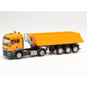 Miniature Camion semi-remorque benne MAN TGS TM Schmitz, municipal orange