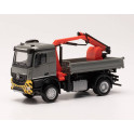 Miniature Camion benne Mercedes-Benz Arocs M avec grue, gris jaune