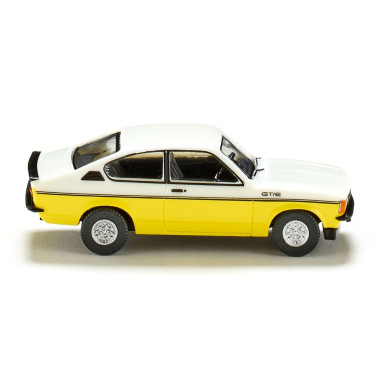 Miniature Opel Kadett C Coupé GT/E blanc/jaune