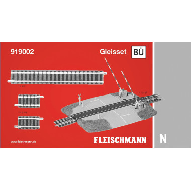 Coffret de rails N ballasté Fleischmann BÜ (avec passage à niveau) Coffret de rails N ballasté Fleischmann BÜ (avec passage à niveau)