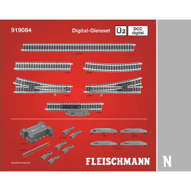 Coffret de rails N ballasté Fleischmann Ü2, DCC digital