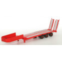 Semi-remorque porte engin 3 essieux rouge (sans tracteur)