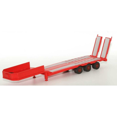 Semi-remorque porte engin 3 essieux rouge (sans tracteur)