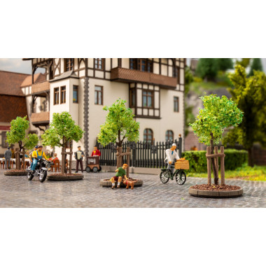 Jeunes arbres avec tuteur, 4 cm de haut, 6 pièces